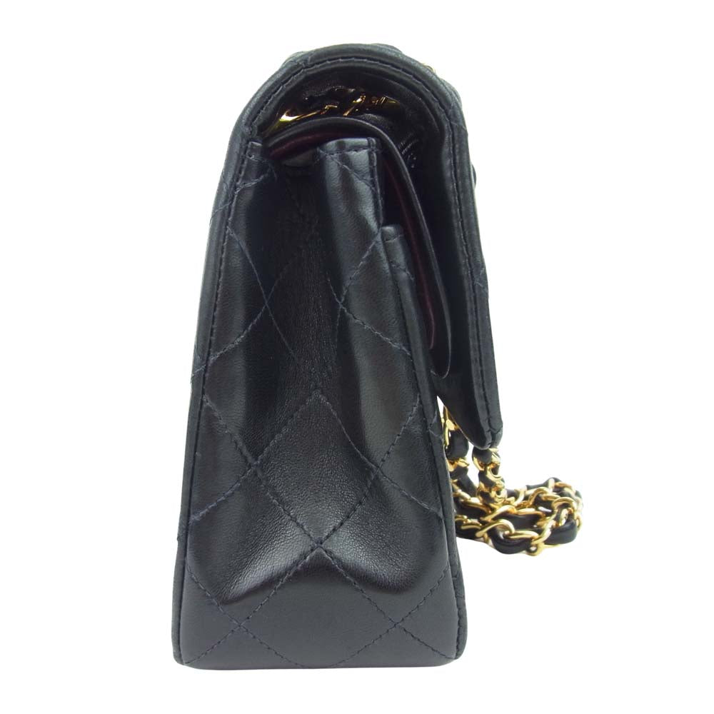CHANEL シャネル 4172464 マトラッセ 25 ラムスキン ダブルチェーン ショルダー  ブラック系【中古】
