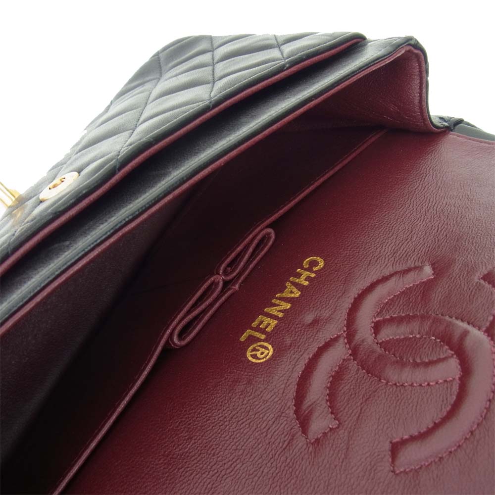 CHANEL シャネル 4172464 マトラッセ 25 ラムスキン ダブルチェーン ショルダー  ブラック系【中古】