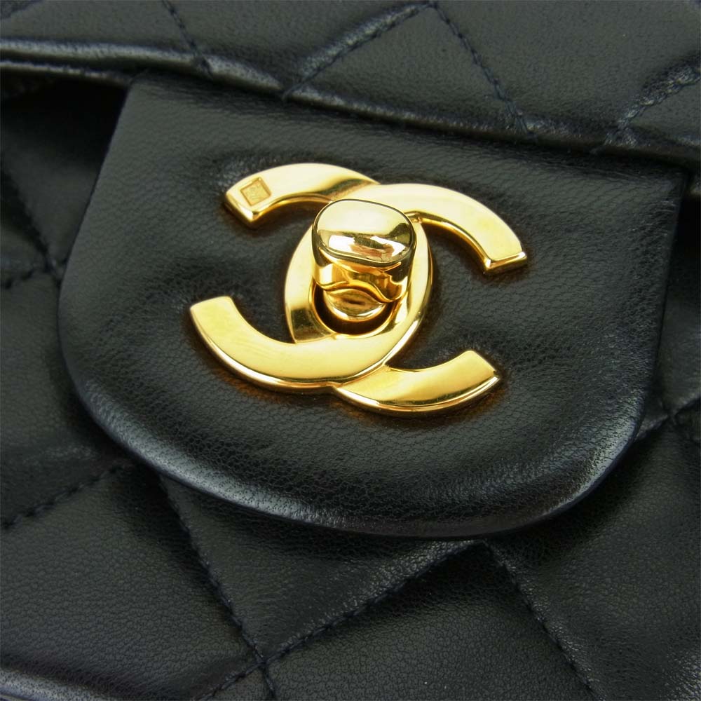 CHANEL シャネル 4172464 マトラッセ 25 ラムスキン ダブルチェーン ショルダー  ブラック系【中古】