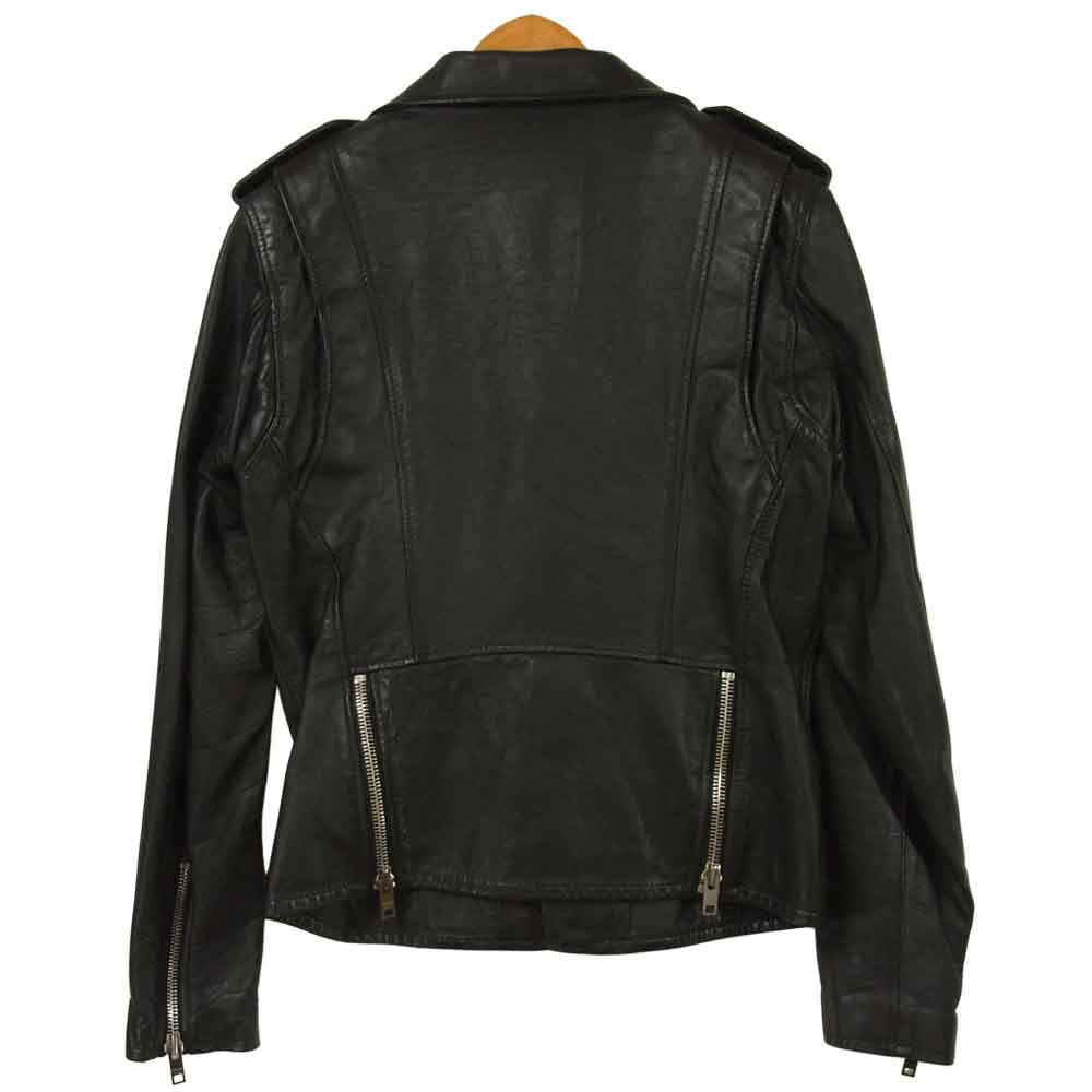 CELINE セリーヌ 19SS 2E058297D クラシックバイカー ライダース カーフスキン レザー ジャケット ブラック系 46【美品】【中古】