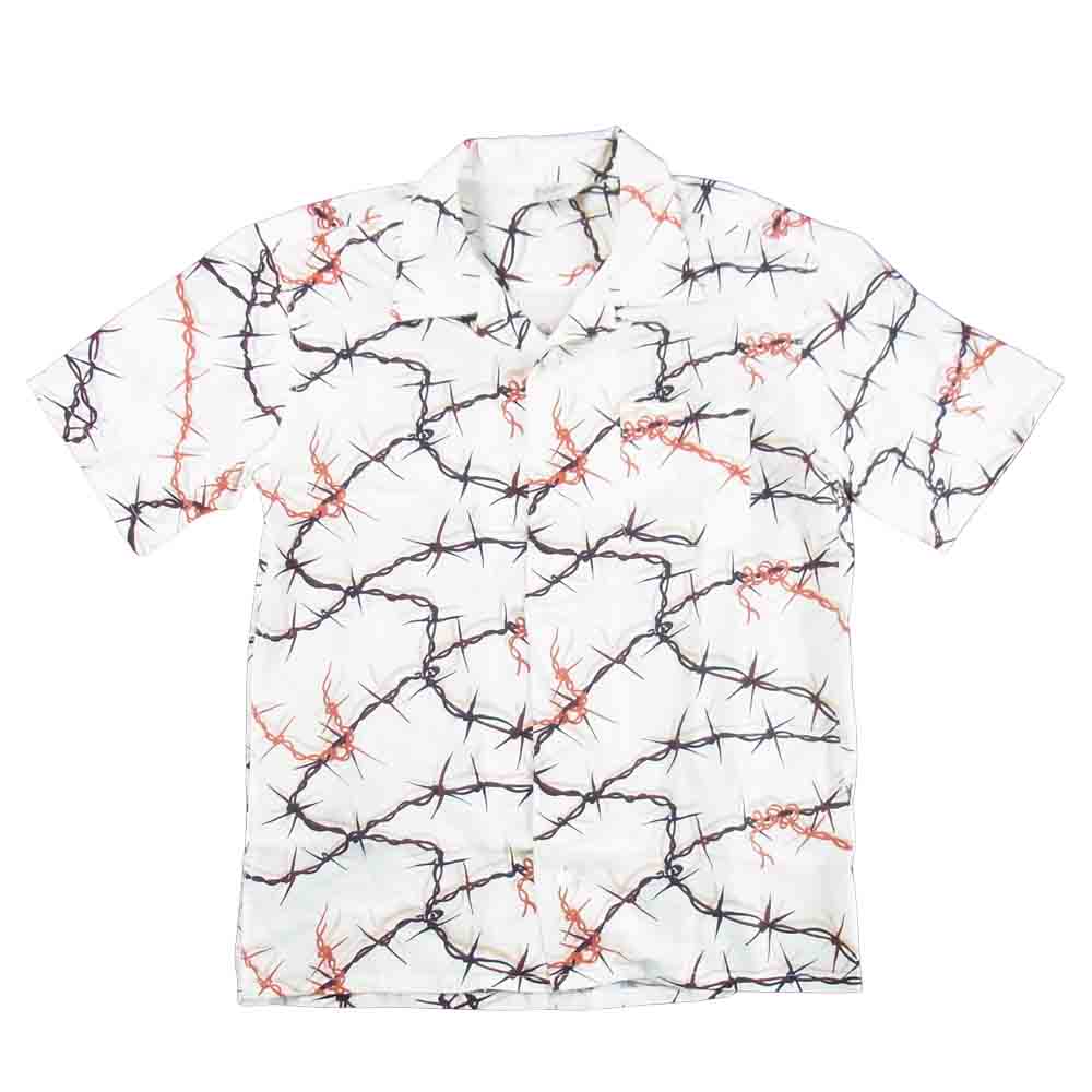 TENDERLOIN テンダーロイン 15SS  T-RAYON SHT BW 有刺鉄線 半袖シャツ オフホワイト系 XS【中古】