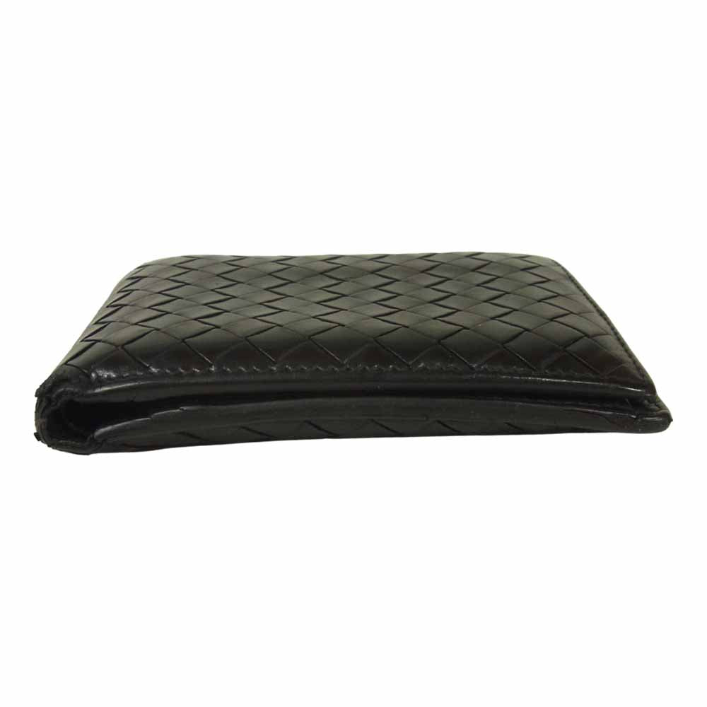 BOTTEGAVENETA ボッテガヴェネタ イントレチャート 二つ折り財布 レザー イタリア製 ブラック系【中古】