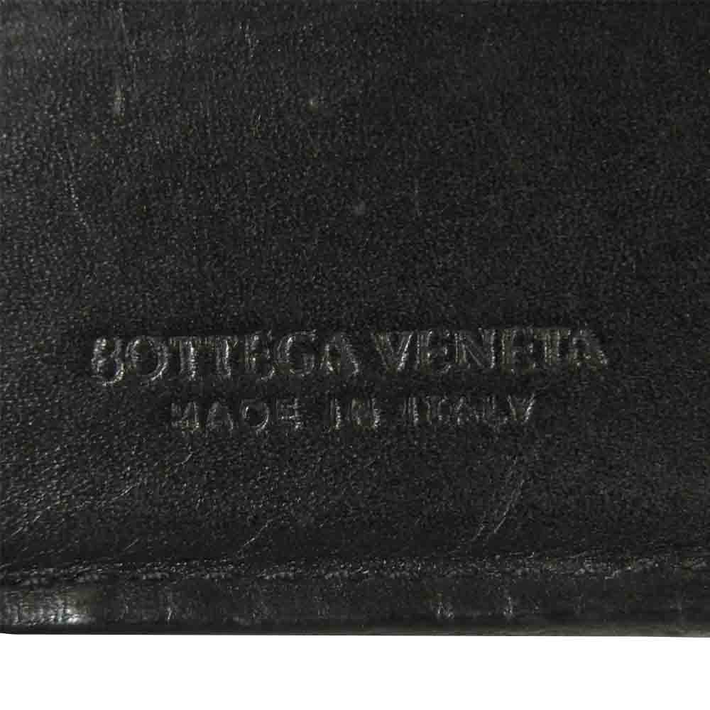 BOTTEGAVENETA ボッテガヴェネタ イントレチャート 二つ折り財布 レザー イタリア製 ブラック系【中古】