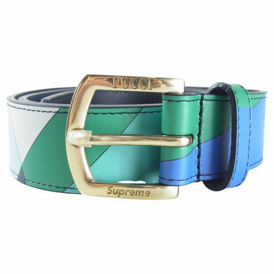 Supreme シュプリーム 21SS EMILIO PUCCI BELT BLUE S/M エミリオプッチ ベルト 青緑系 S/M【新古品】【未使用】【中古】