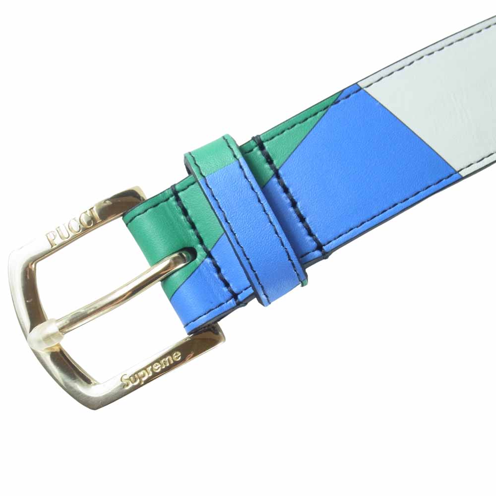 Supreme シュプリーム 21SS EMILIO PUCCI BELT BLUE S/M エミリオプッチ ベルト 青緑系 S/M【新古品】【未使用】【中古】