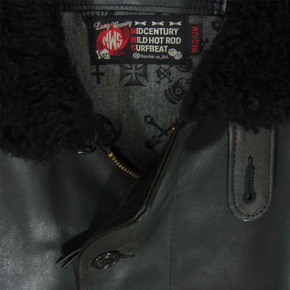 MWS エムダブルエス N-1 レザー デッキ ジャケット ブラック系 M【中古】