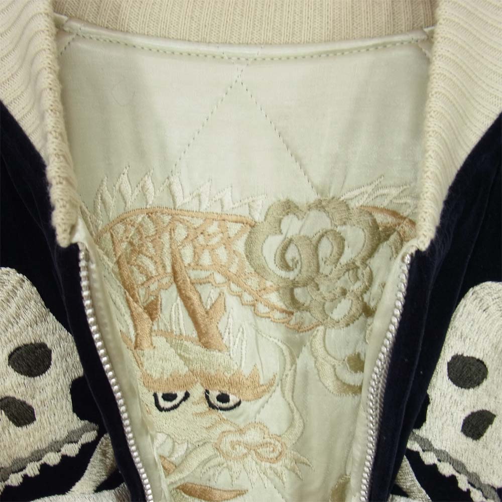 THE FLAT HEAD ザフラットヘッド ベロア×サテンキルト スカル ドクロ