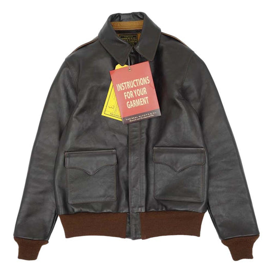 The REAL McCOY'S ザリアルマッコイズ MJ18101 TYPE A-2 REAL McCOY MFG. CO. ホースハイド レザー フライト ミリタリー ブラック系 36【新古品】【未使用】【中古】