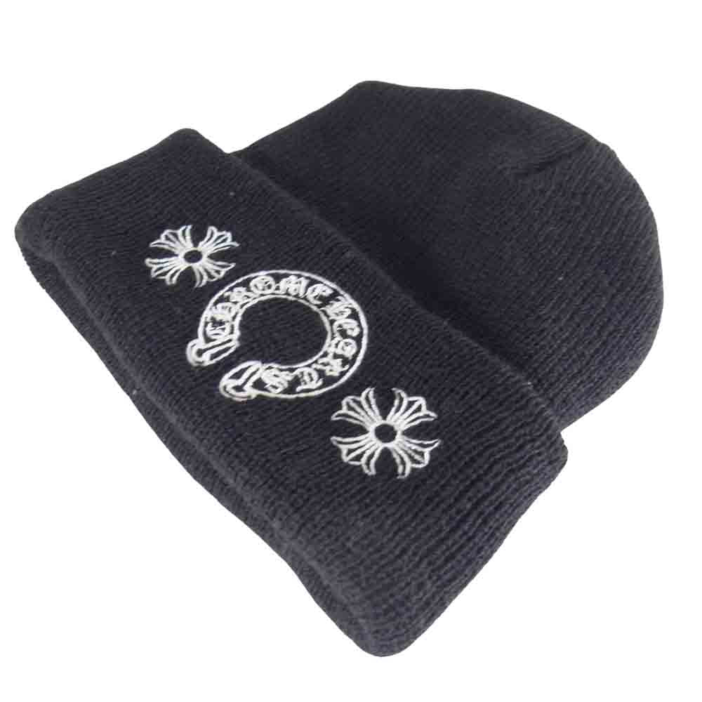 CHROME HEARTS クロムハーツ（原本無） WOOL WATCH CAP ウール ワッチキャップ CHプラス ホースシュー 刺繍 ビーニー ニットキャップ ブラック系 ONE SIZE【中古】