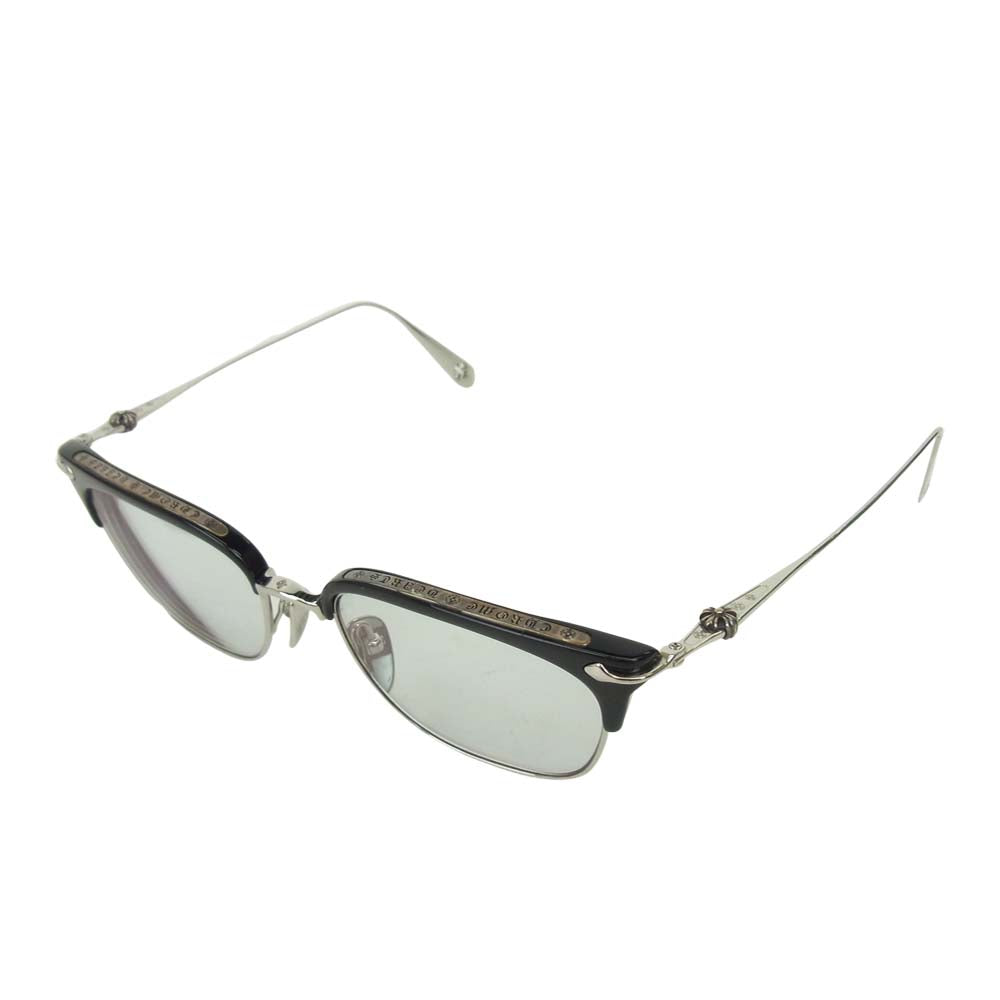 CHROME HEARTS クロムハーツ（原本無） SLUNTRADICTION クロスボール ハーフリム サーモント型 眼鏡 メガネ ブラック系【中古】