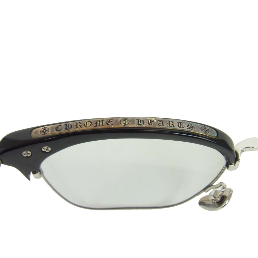 CHROME HEARTS クロムハーツ（原本無） SLUNTRADICTION クロスボール ハーフリム サーモント型 眼鏡 メガネ ブラック系【中古】