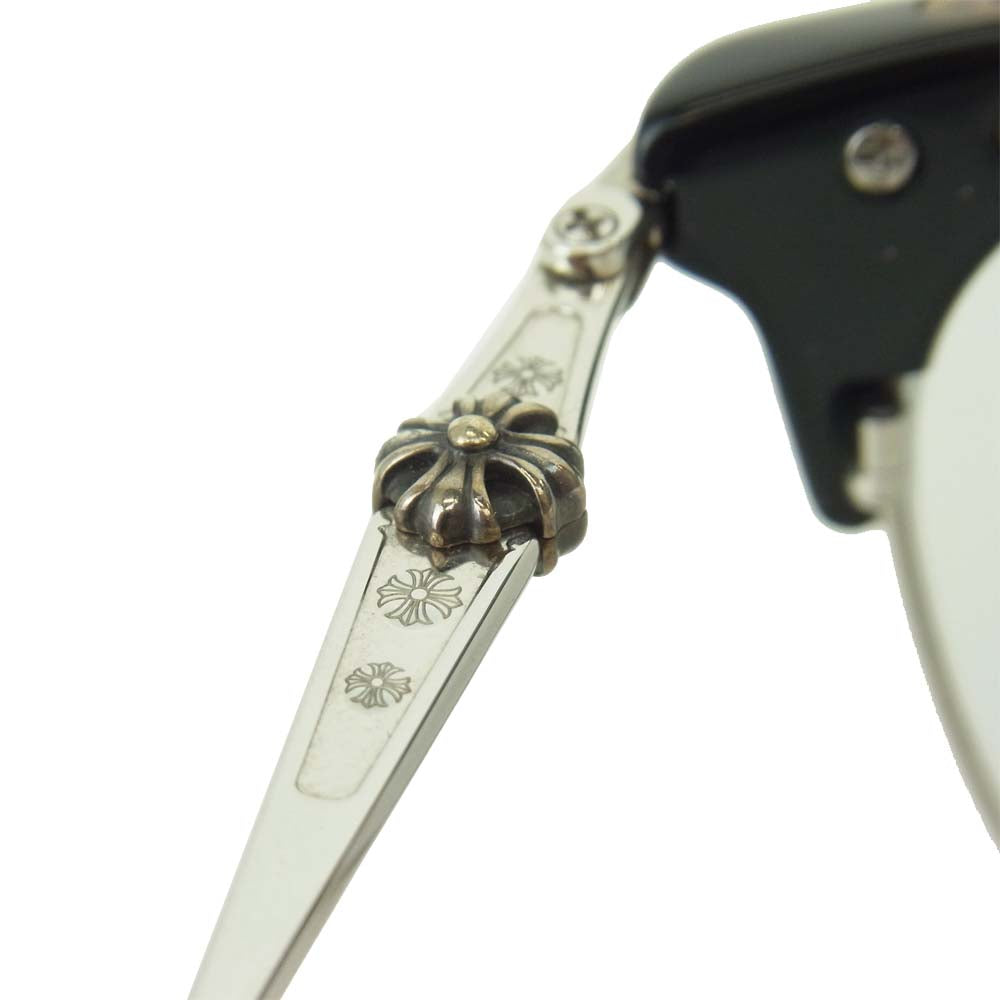 CHROME HEARTS クロムハーツ（原本無） SLUNTRADICTION クロスボール ハーフリム サーモント型 眼鏡 メガネ ブラック系【中古】