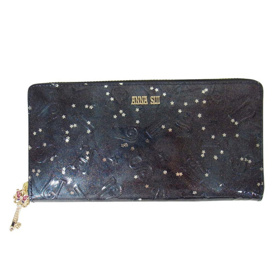 ANNA SUI アナスイ 313980 スパークリングナイト ラウンド ファスナー 財布 ネイビー系【新古品】【未使用】【中古】