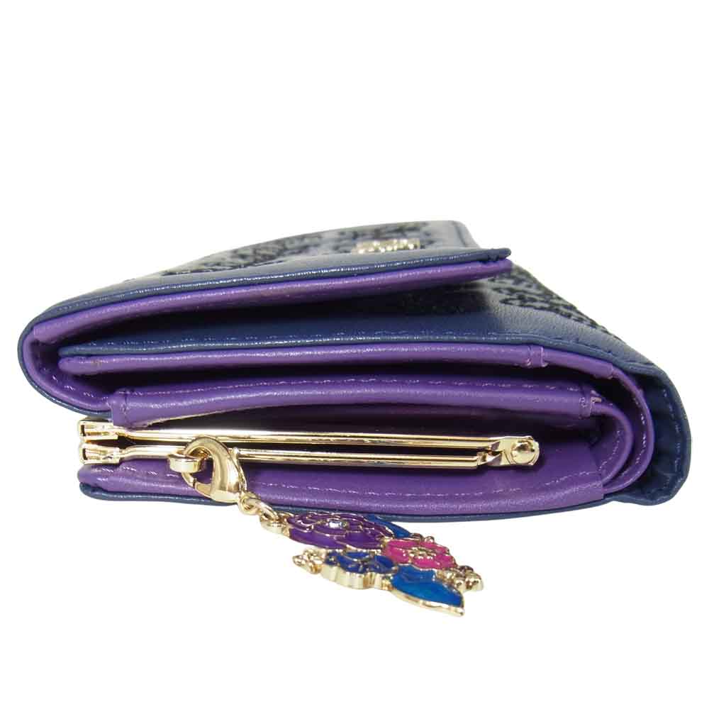 ANNA SUI アナスイ 314942 エターナル バタフライ がま口 ２つ折り 財布 ネイビー系【新古品】【未使用】【中古】