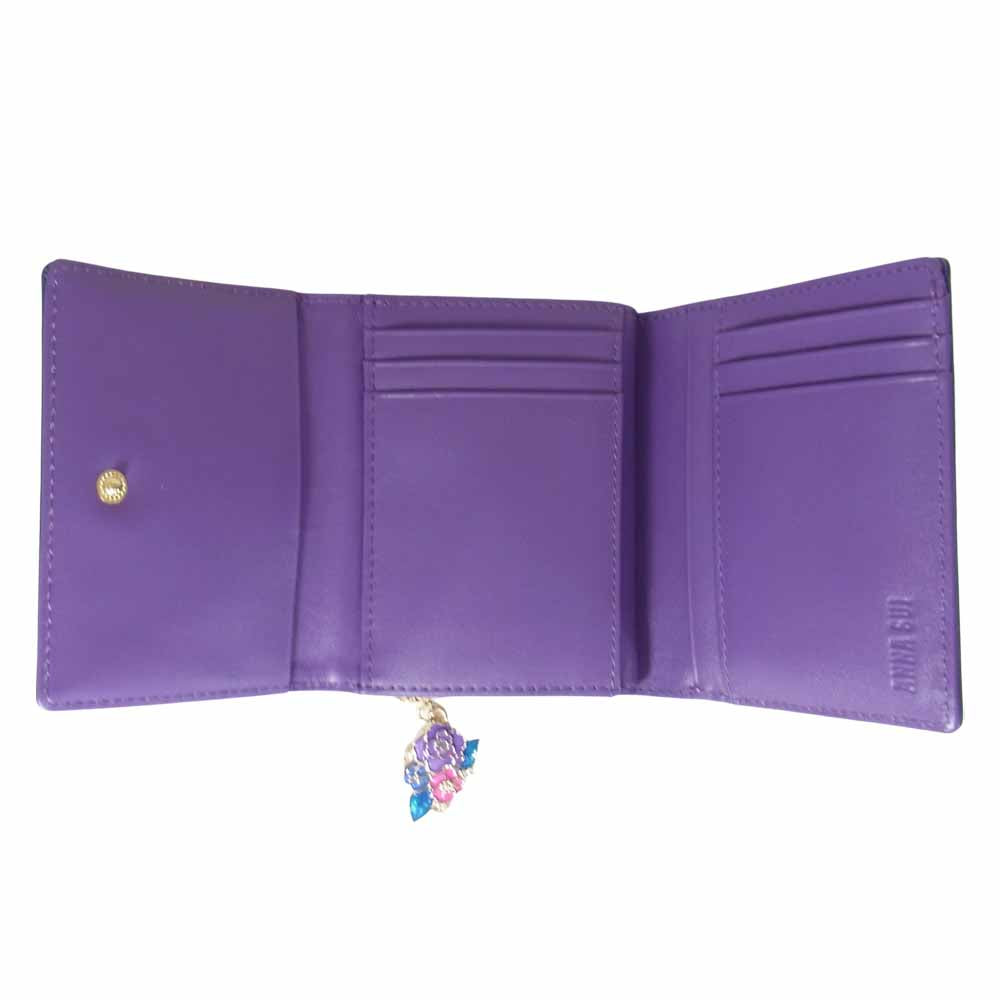 ANNA SUI アナスイ 314942 エターナル バタフライ がま口 ２つ折り 財布 ネイビー系【新古品】【未使用】【中古】