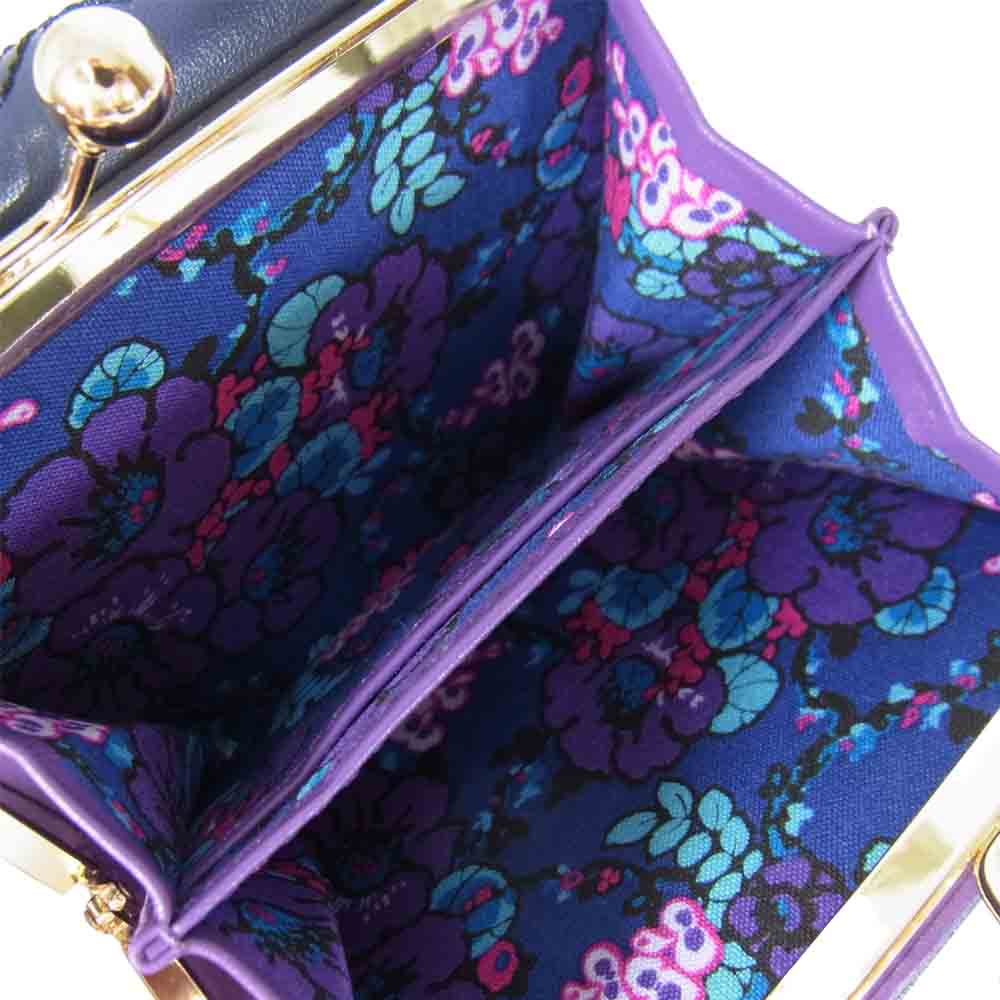ANNA SUI アナスイ 314942 エターナル バタフライ がま口 ２つ折り 財布 ネイビー系【新古品】【未使用】【中古】