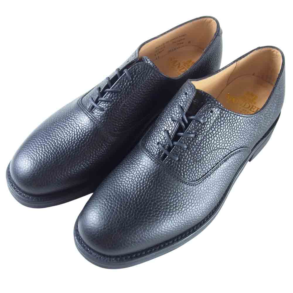 SANDERS サンダース 9696BG MADE IN ENGLAND グレイン レザー オックスフォード シューズ ブラック系 8【極上美品】【中古】