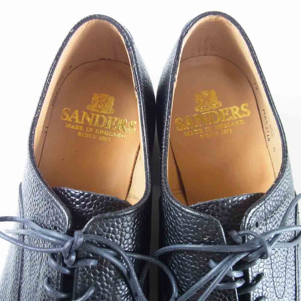 SANDERS サンダース 9696BG MADE IN ENGLAND グレイン レザー オックスフォード シューズ ブラック系 8【極上美品】【中古】