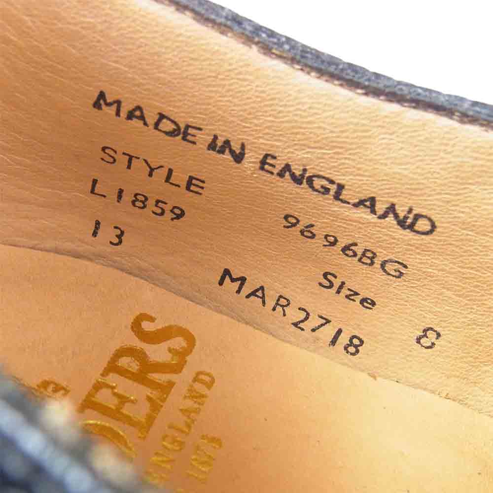 SANDERS サンダース 9696BG MADE IN ENGLAND グレイン レザー オックスフォード シューズ ブラック系 8【極上美品】【中古】