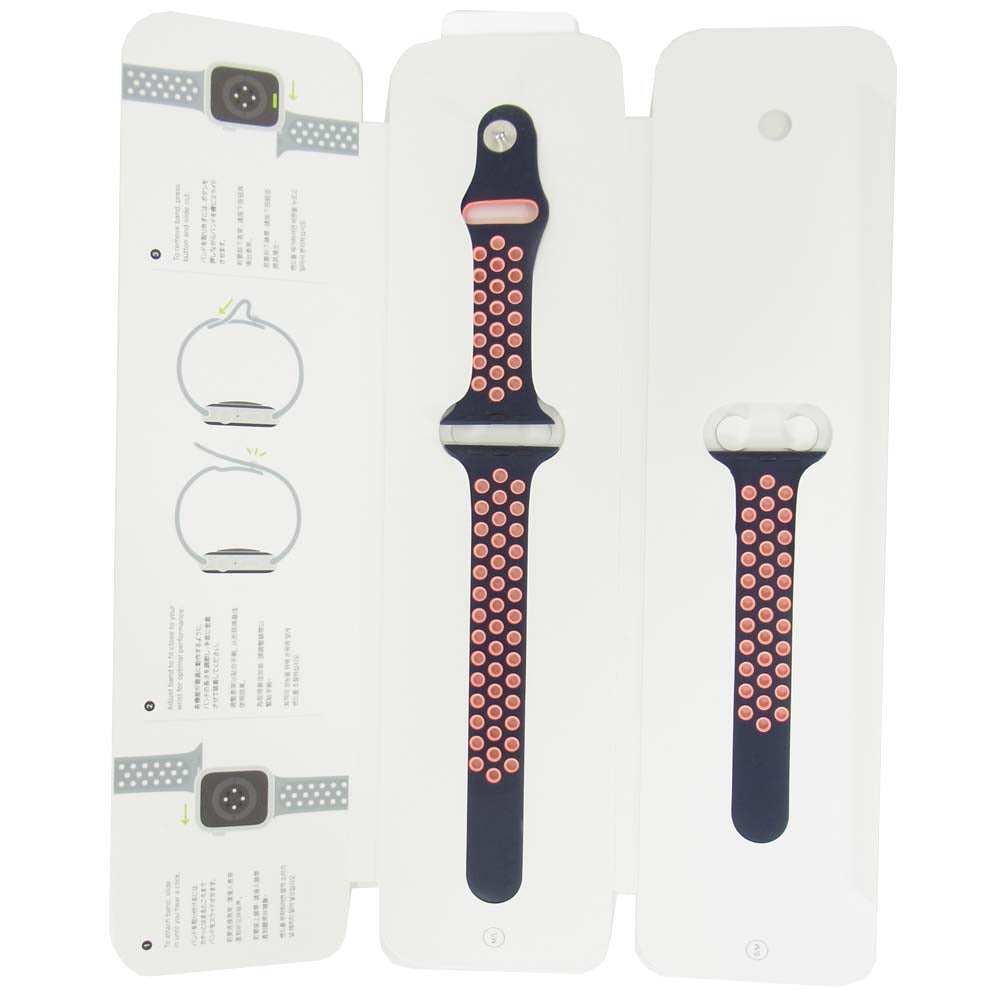 Apple Watch アップルウォッチ × ナイキ Nike 44mm用 スポーツバンド MG3X3FE/A ブルーブラック/ブライトマンゴー ネイビー系【中古】