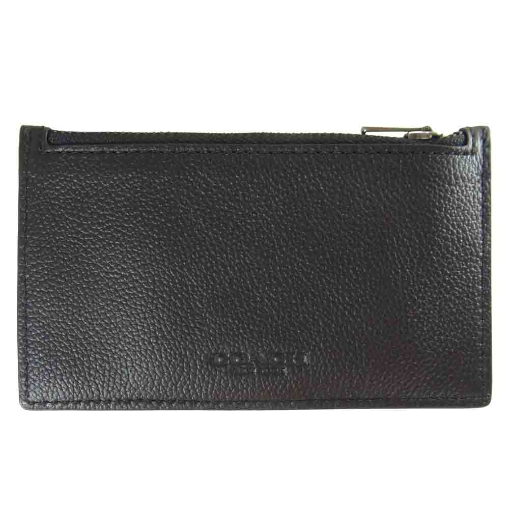 COACH コーチ F29272 ZIP CRD CASE SPT CAL レザー カード ジップ コインケース ブラック系【極上美品】【中古】