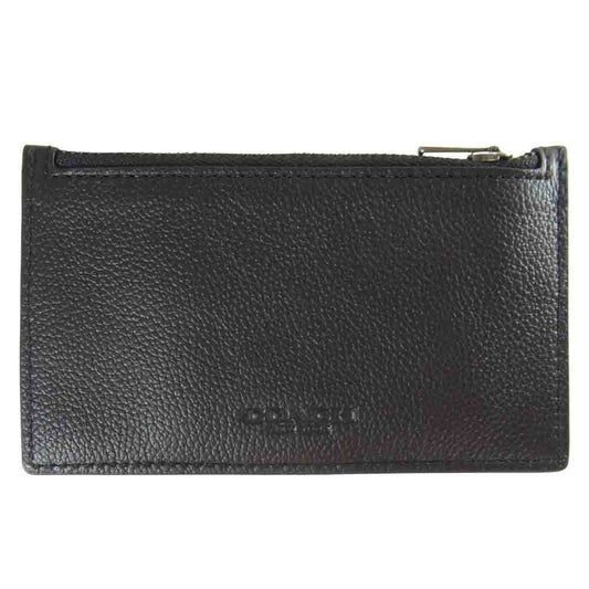 COACH コーチ F29272 ZIP CRD CASE SPT CAL レザー カード ジップ コインケース ブラック系【極上美品】【中古】