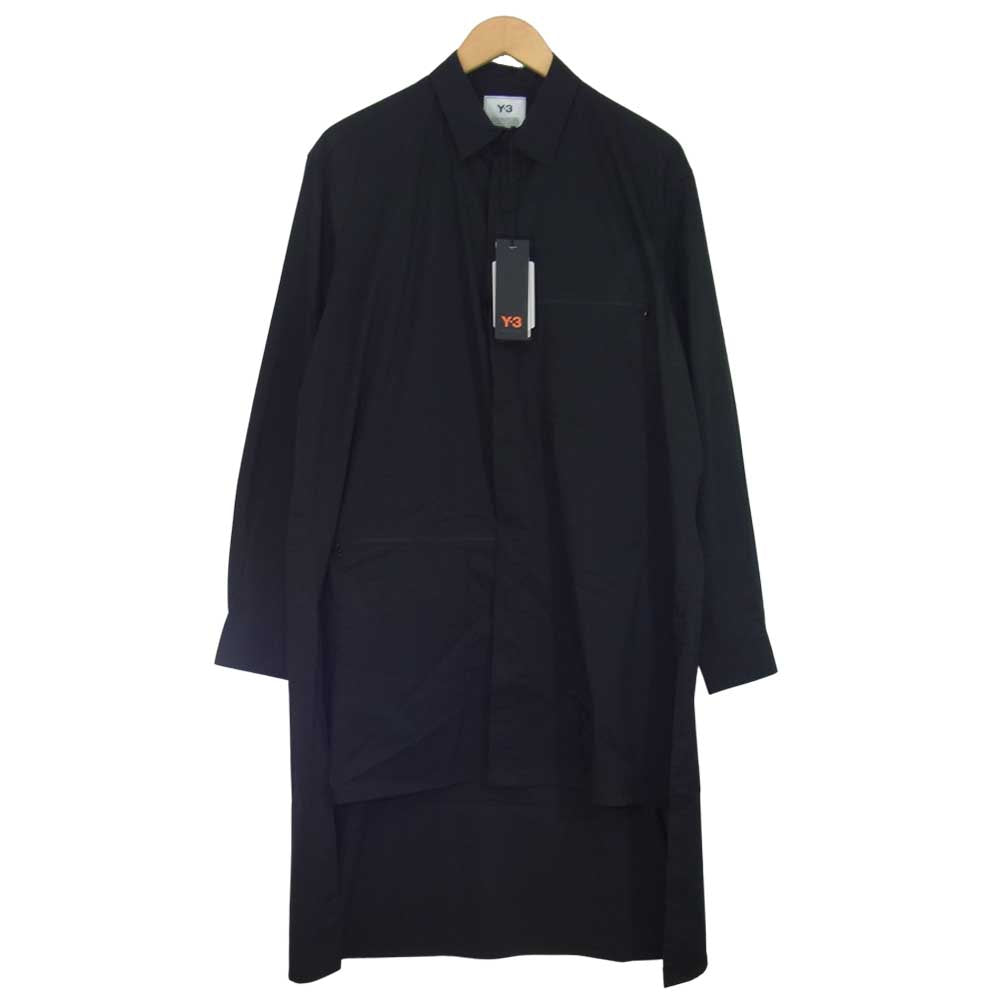 Yohji Yamamoto ヨウジヤマモト Y-3 ワイスリー FN3374 M CLASSIC SHIRT クラシック ロング シャツ ブラック系 M【新古品】【未使用】【中古】