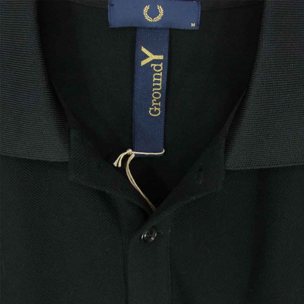 Yohji Yamamoto ヨウジヤマモト GroundY × FRED PERRY フレッドペリー GN-T29-043 ロング丈 オーバーサイズ ポロシャツ ブラック系 M【新古品】【未使用】【中古】