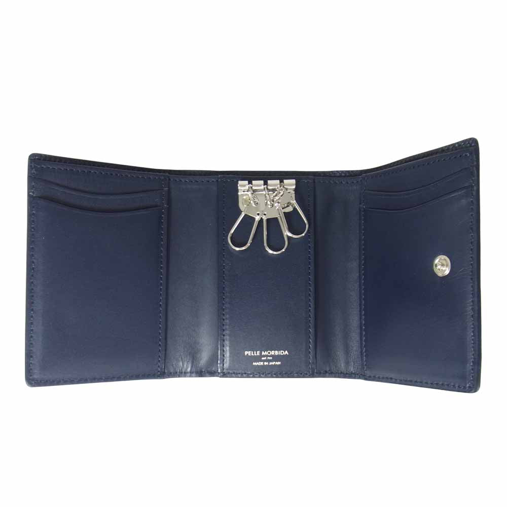 PELLE MORBIDA ペッレモルビダ PMO-BA322 Barca バルカ カウレザー　キーケース　三つ折り財布 ネイビー系【新古品】【未使用】【中古】