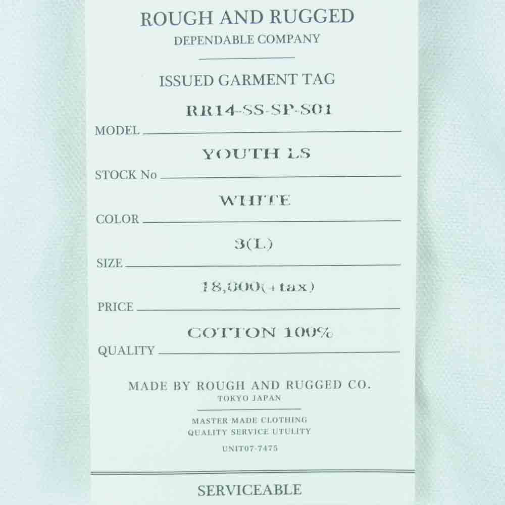 ROUGH and RUGGED ラフアンドラゲッド RR14-SS-SP-S01 YOUTH LS ユース 半袖 シャツ ホワイト系 L【新古品】【未使用】【中古】