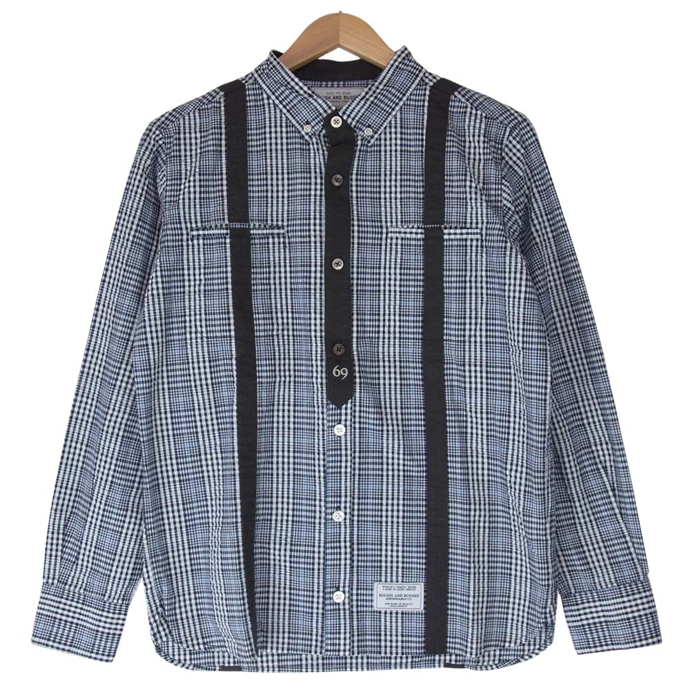 ROUGH and RUGGED ラフアンドラゲッド RR17-2-S02 TRASH シアサッカーチェック 長袖 シャツ チャコール系 2【新古品】【未使用】【中古】