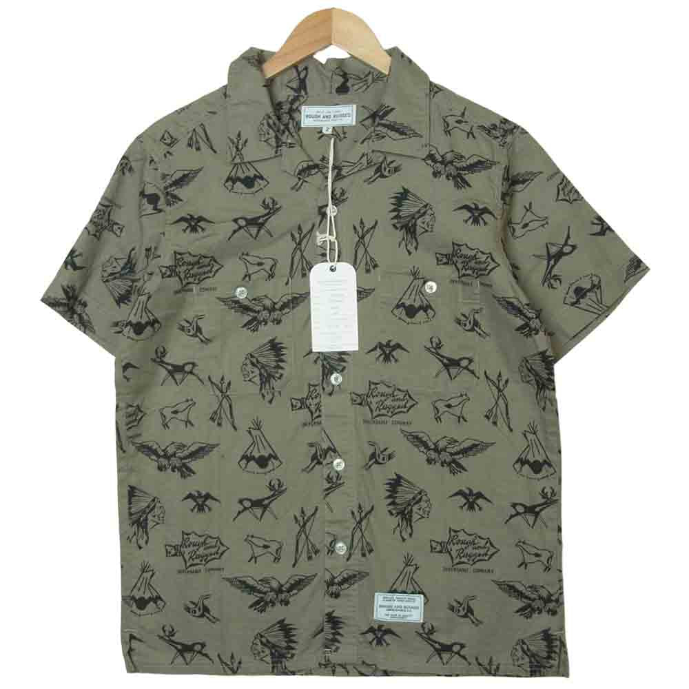 ROUGH and RUGGED ラフアンドラゲッド RR17-4-S02 WALKEN-SS ウォーケン ショートスリーヴ 半袖 シャツ カーキ系 M【新古品】【未使用】【中古】
