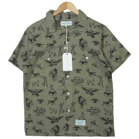 ROUGH and RUGGED ラフアンドラゲッド RR17-4-S02 WALKEN-SS ウォーケン ショートスリーヴ 半袖 シャツ カーキ系 M【新古品】【未使用】【中古】