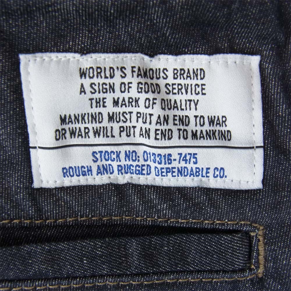 ROUGH and RUGGED ラフアンドラゲッド 19SS RR19-2-P02 DENIM CHINOS デニム チノ パンツ インディゴブルー系 1【新古品】【未使用】【中古】