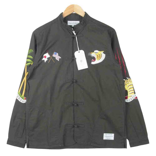 ROUGH and RUGGED ラフアンドラゲッド RR17-3-S02 BRUCE ブルース チャイナ 長袖 シャツ ダークグレー系 M【極上美品】【中古】