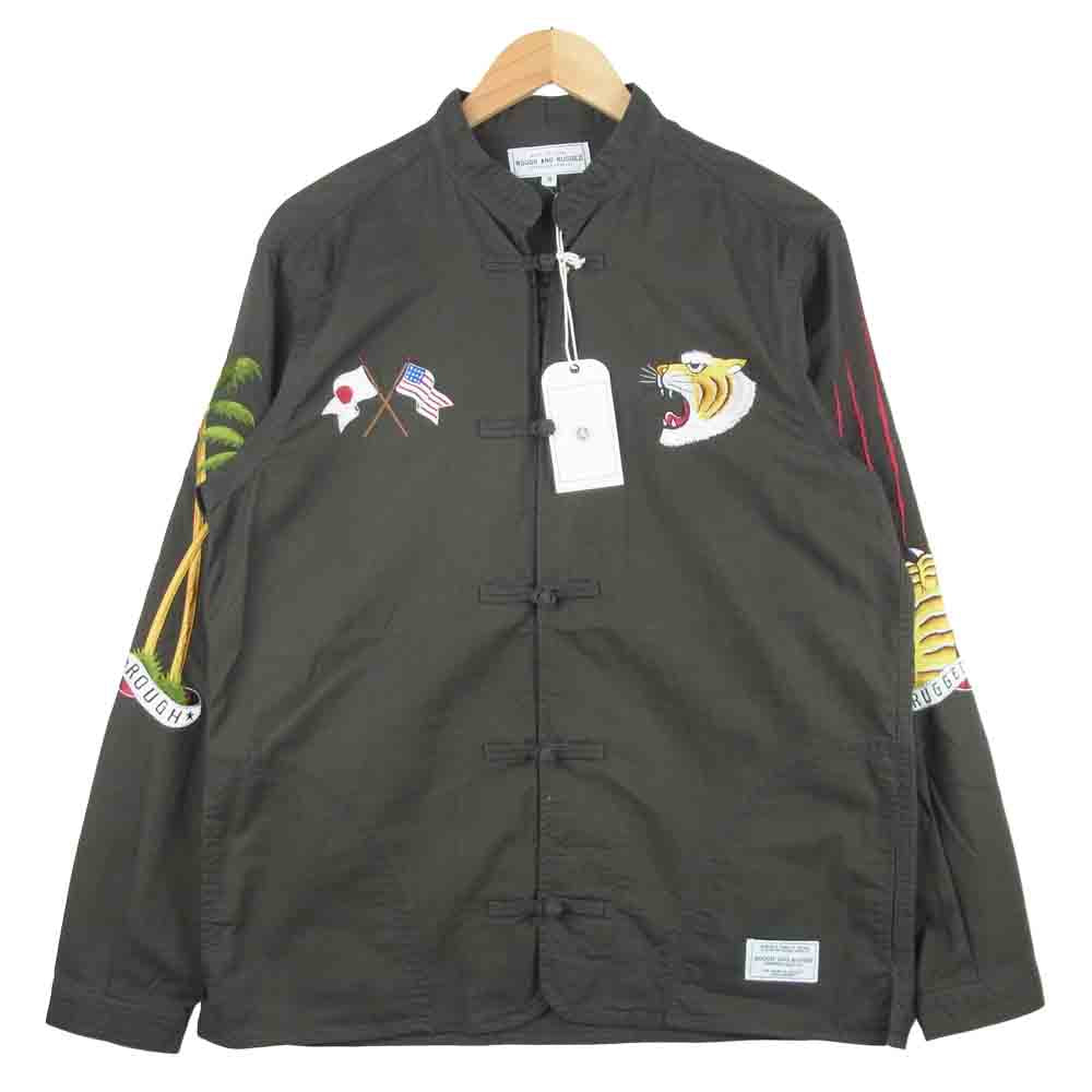 ROUGH and RUGGED ラフアンドラゲッド RR17-3-S02 BRUCE ブルース チャイナ 長袖 シャツ ダークグレー系 L【極上美品】【中古】