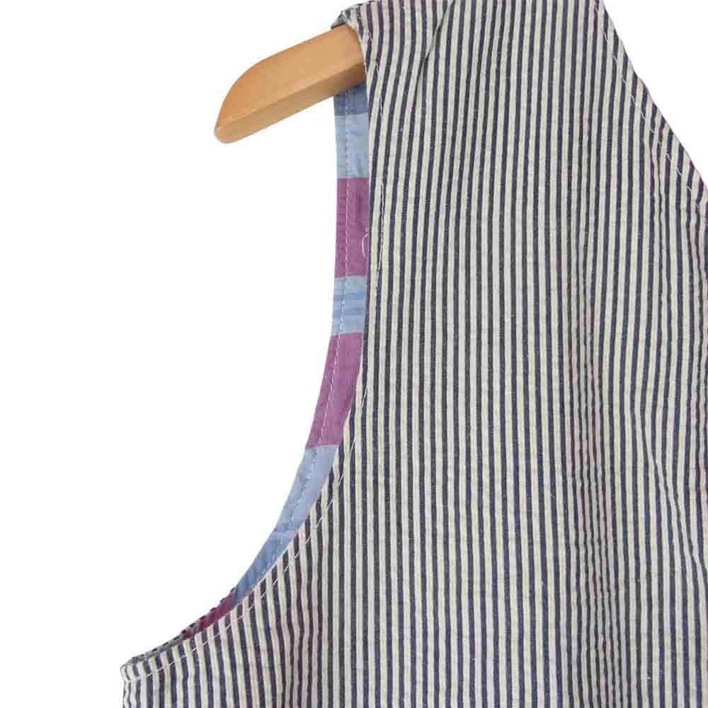 Engineered Garments エンジニアードガーメンツ FWK リバーシブル マドラスチェック シアサッカーストライプ ベスト ネイビー系×ホワイト系 1【中古】