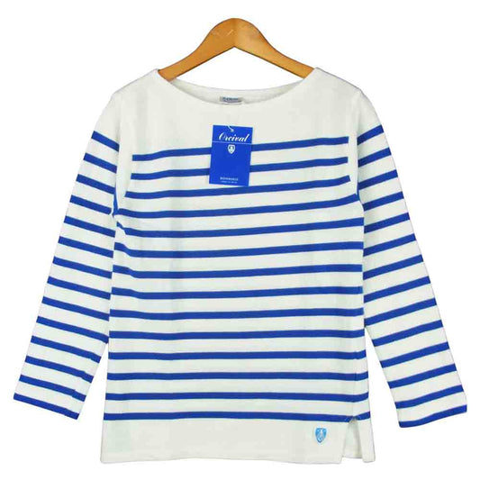 ORCIVAL オーシバル WC-6803 フランス製 BEE EMBLEM コットン ボーダー カットソー ホワイト系 ブルー系 16【美品】【中古】