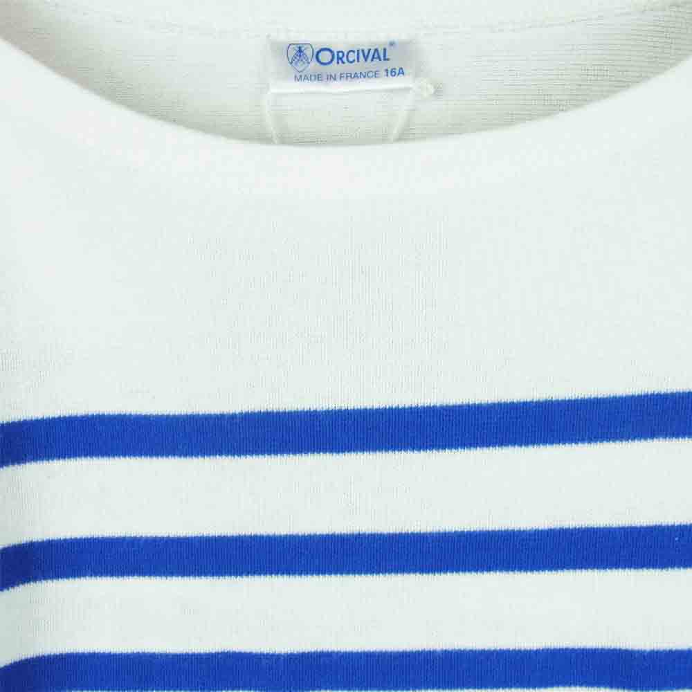 ORCIVAL オーシバル WC-6803 フランス製 BEE EMBLEM コットン ボーダー カットソー ホワイト系 ブルー系 16【美品】【中古】