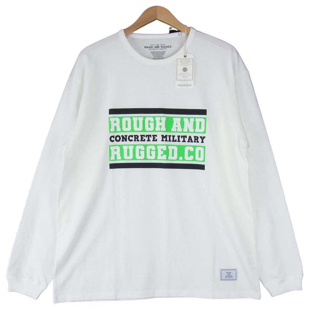 ROUGH and RUGGED ラフアンドラゲッド 20SS RR20-4-T01 DESIGN LS / BAR LOGO バー ロゴ ロングスリーブ Tシャツ ホワイト系 4【新古品】【未使用】【中古】