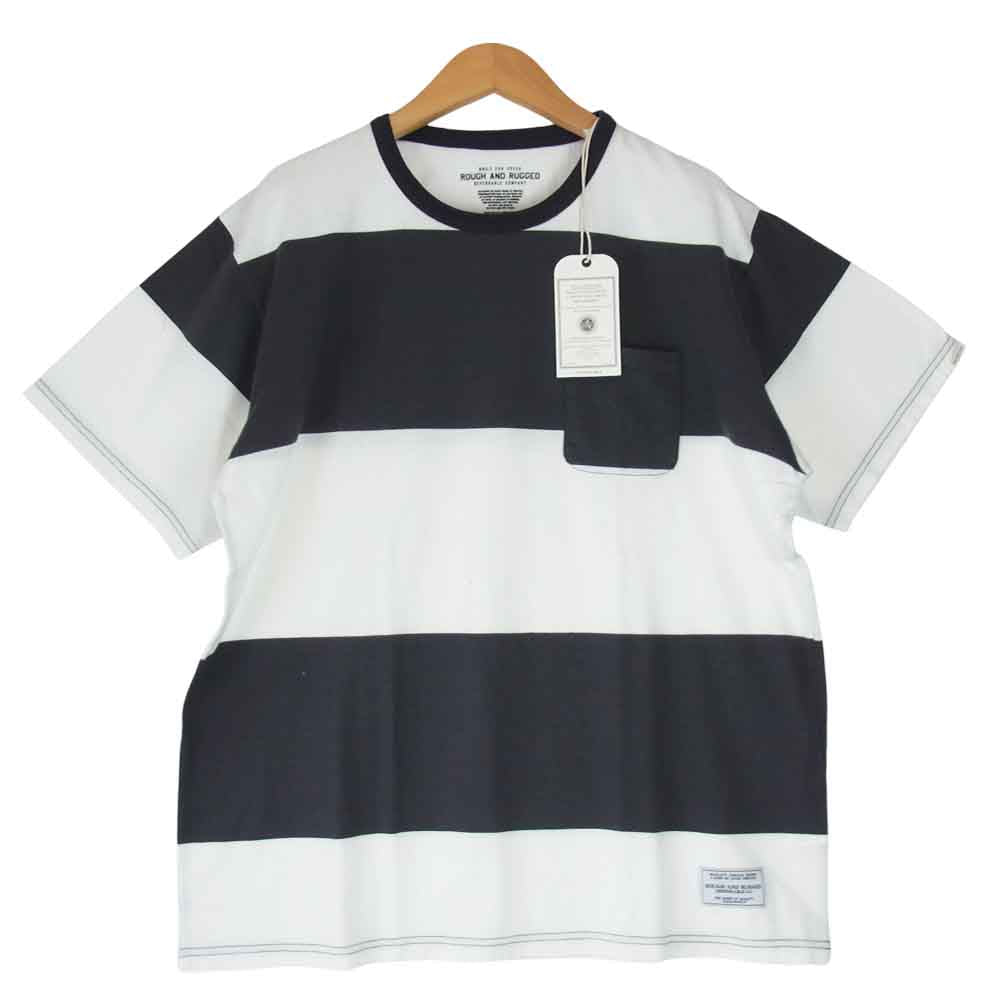 ROUGH and RUGGED ラフアンドラゲッド RR17-4-T03 VIKING CPT ボーダー Tシャツ チャコール系×ホワイト系 4【新古品】【未使用】【中古】