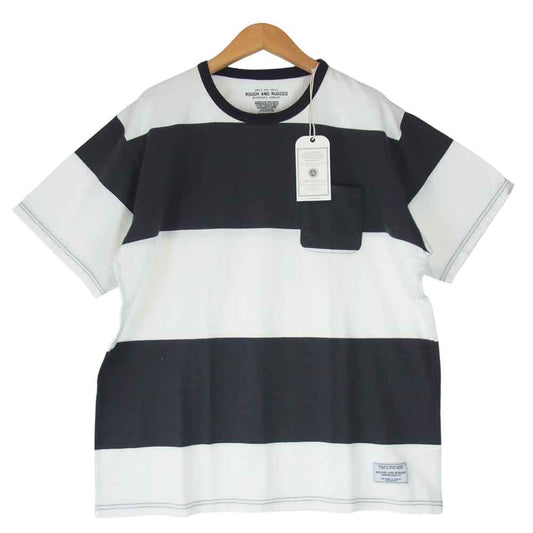 ROUGH and RUGGED ラフアンドラゲッド RR17-4-T03 VIKING CPT ボーダー Tシャツ チャコール系×ホワイト系 4【新古品】【未使用】【中古】