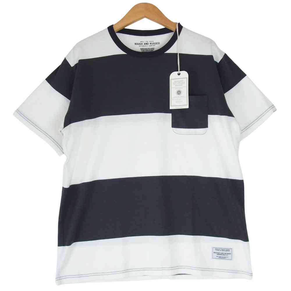 ROUGH and RUGGED ラフアンドラゲッド RR17-4-T03 VIKING CPT ボーダー Tシャツ チャコール系×ホワイト系 3【新古品】【未使用】【中古】
