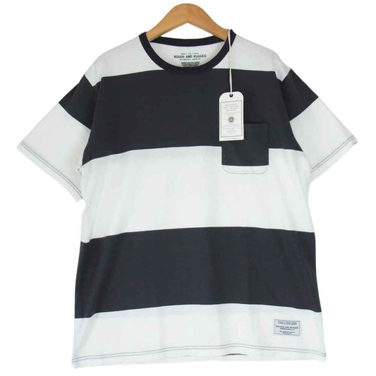 ROUGH and RUGGED ラフアンドラゲッド RR17-4-T03 VIKING CPT ボーダー Tシャツ チャコール系×ホワイト系 3【新古品】【未使用】【中古】