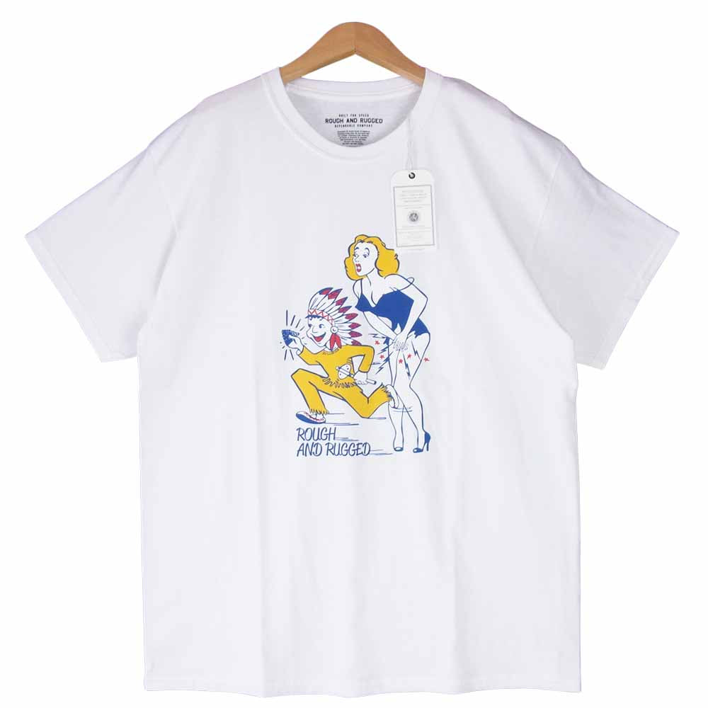 ROUGH and RUGGED ラフアンドラゲッド RR17-1ST-SPT06 INDIAN BOY CT インディアン ボーイ Tシャツ ホワイト系 L【新古品】【未使用】【中古】