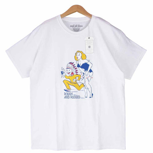 ROUGH and RUGGED ラフアンドラゲッド RR17-1ST-SPT06 INDIAN BOY CT インディアン ボーイ Tシャツ ホワイト系 L【新古品】【未使用】【中古】