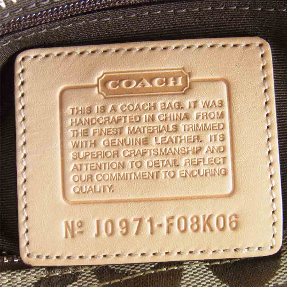 COACH コーチ F08K06 ハンプトンズ ミディアム キャリーオール シグネチャー ハンドバッグ ライトブラウン系【中古】