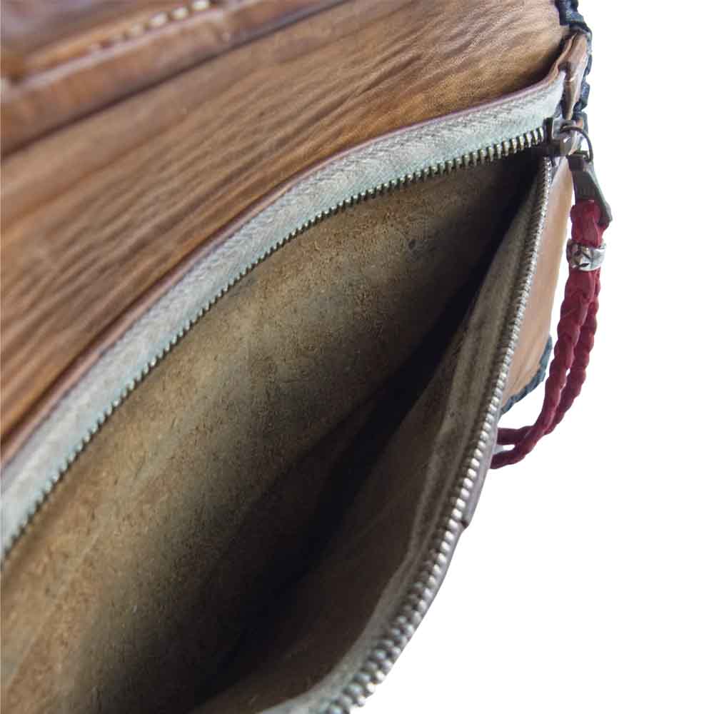BILL WALL LEATHER ビルウォールレザー BWL オクトパス カービング イーグルヘッドスライダー クロスコンチョボタン カスタム レザー ウォレット ブラック系【中古】