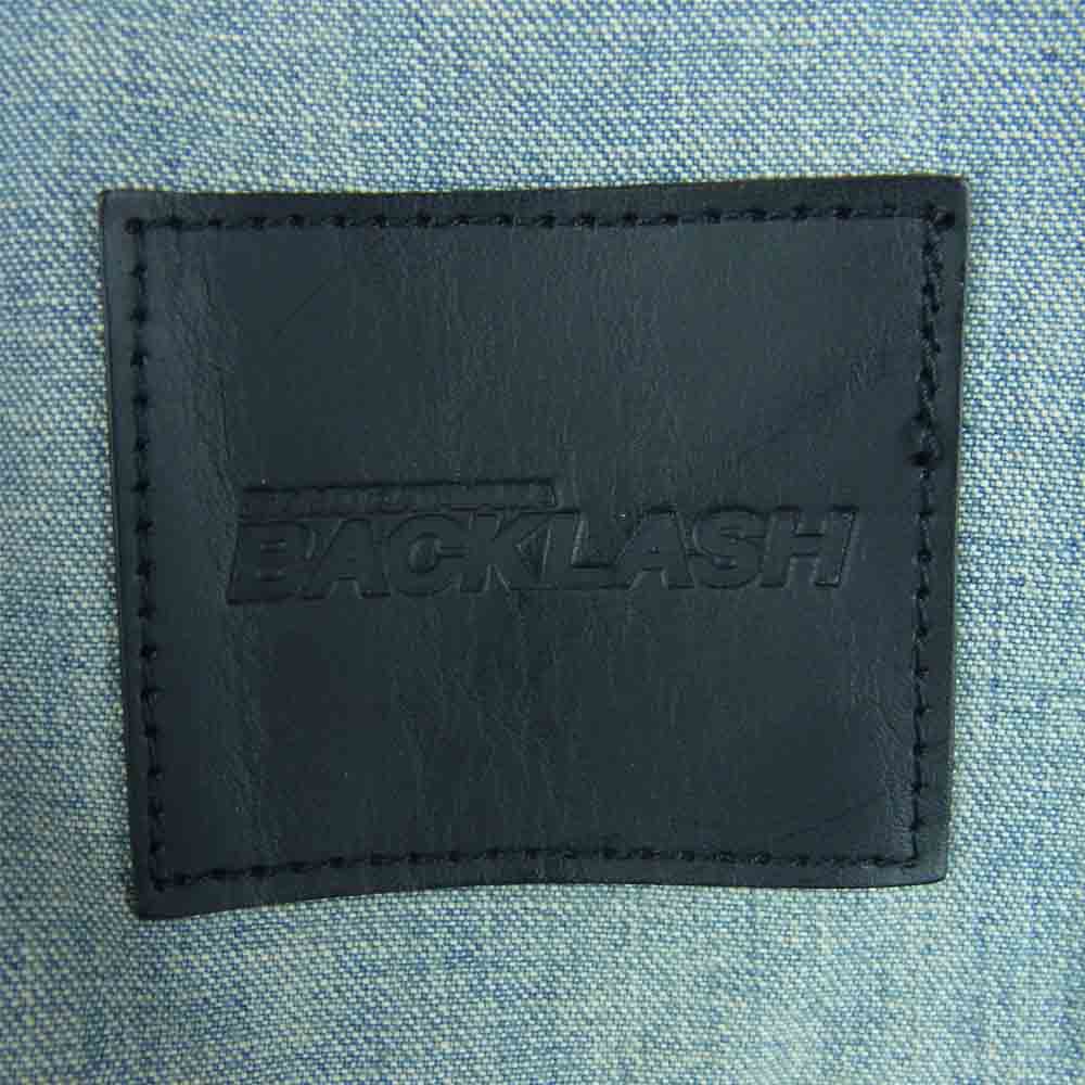 ISAMUKATAYAMA BACKLASH イサムカタヤマバックラッシュ 1308-01 ストレッチデニム 10oz カーフスエード デニム 長袖 シャツ インディゴブルー系 XL【中古】