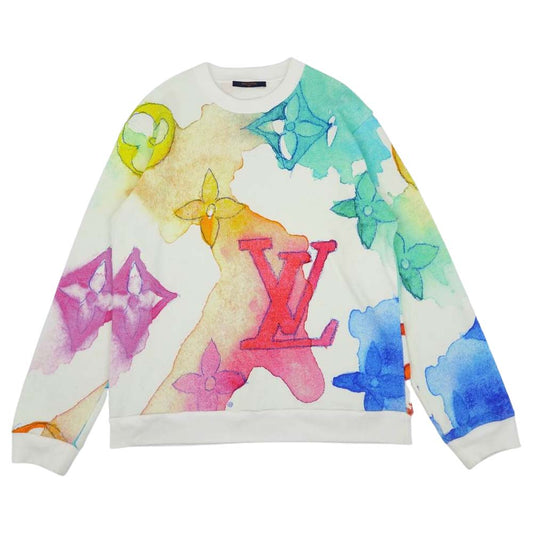 LOUIS VUITTON ルイ・ヴィトン 21SS 1A8QV7 国内正規品 ウォーターカラー ジャイアント モノグラム スウェット ホワイト系 XL【中古】